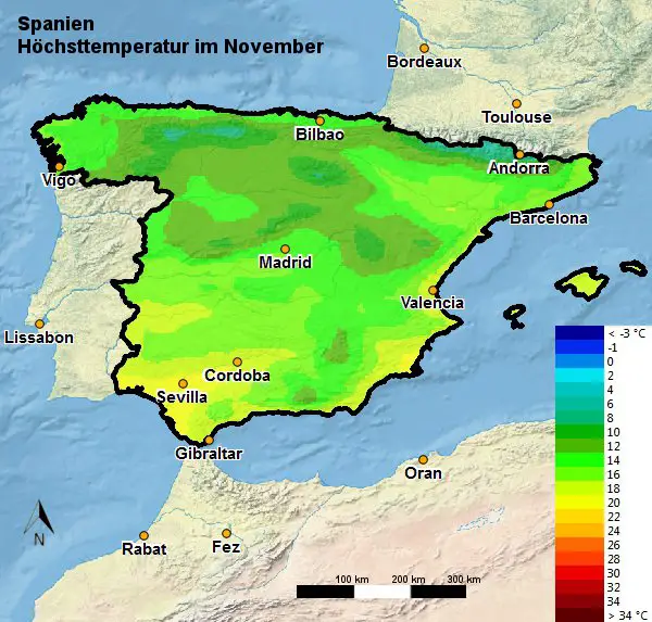Spanien Wetter & Klima im November Temperatur & Regen